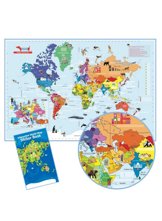 COCOMOCO KIDS CocoMoco Kids World Map for Kids - Wall Poster for Room Decor - 3 x 2 feet - Geography Educational Learning Toy Birthday Return Gift for Boys Girls 5 6 7 8 9 10 11 years  - Image 1