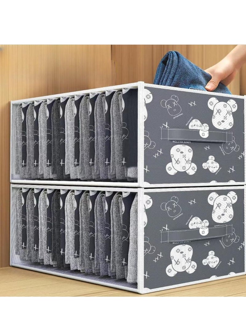 MIXDE 3-Piece Foldable Storage Bins, Clothes Drawer Organizer Bins With Handles,9Grids Closet Organizers For Clothes Storage,Room Organization - Image 2