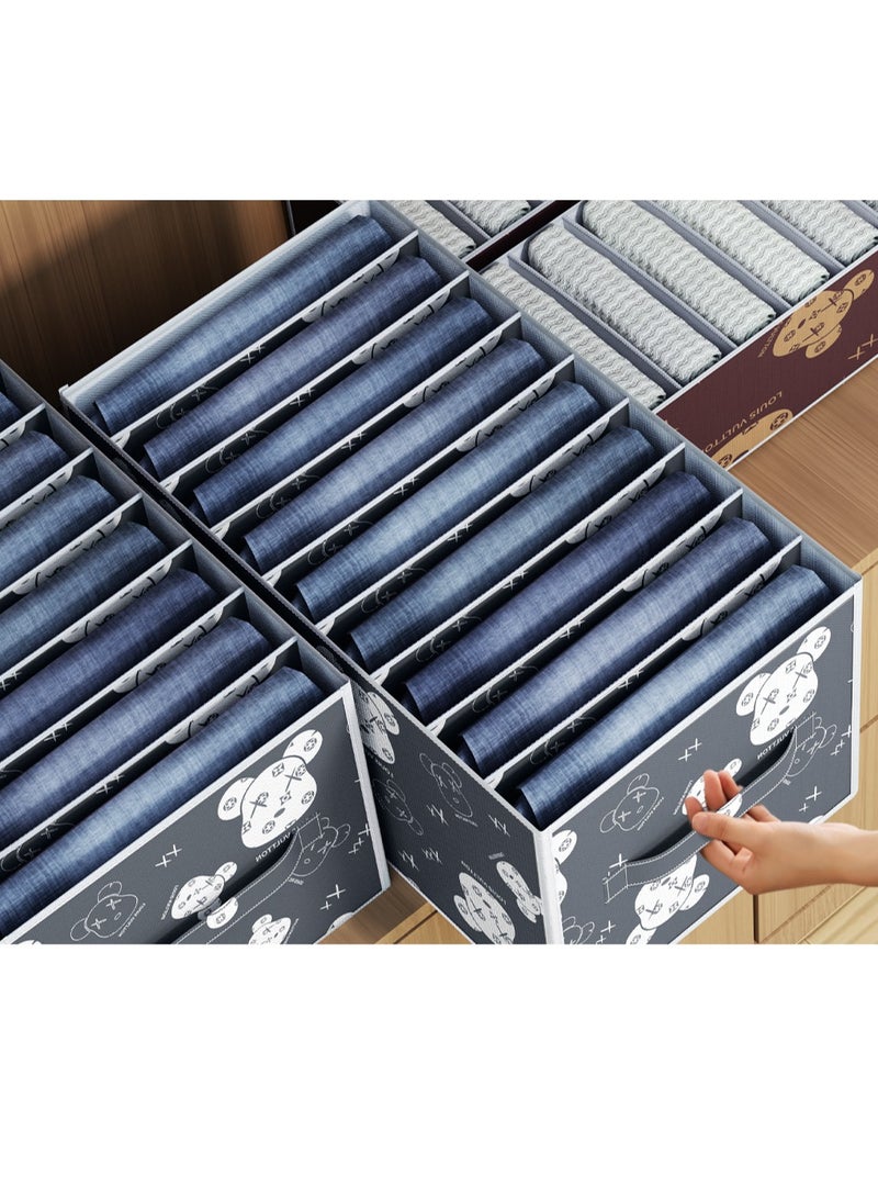 MIXDE 3-Piece Foldable Storage Bins, Clothes Drawer Organizer Bins With Handles,9Grids Closet Organizers For Clothes Storage,Room Organization - Image 3