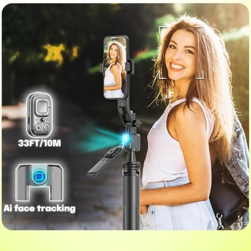 TECHNOVIEW AI-Powered Selfie Stick for Mobile, Auto Face Tracking Tripod 360 Rotation with Stand, Tripod Holder with Remote & Gesture Control, Long Aluminum Extension for Mobile & Quad-Leg Stability - Image 5