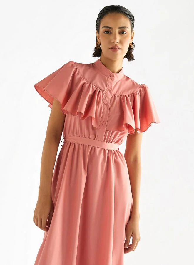 Splash FAV Ruffled Collar Maxi Dress