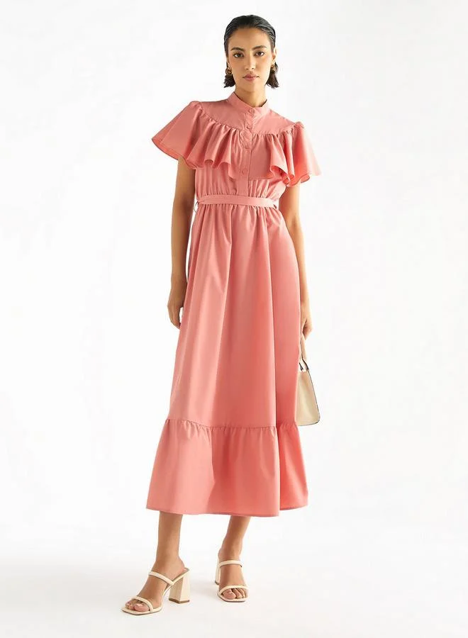 Splash FAV Ruffled Collar Maxi Dress