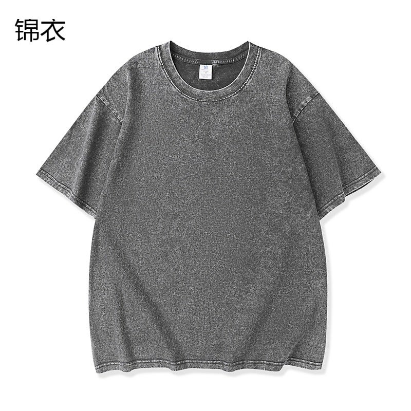 American 240G Retro Washed Old T-Shirt Women'S Short Sleeve Solid Color Shaking Sound Net Red Explosions Tide Brand Coat - Image 3