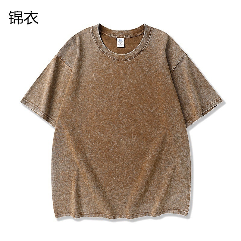 American 240G Retro Washed Old T-Shirt Women'S Short Sleeve Solid Color Shaking Sound Net Red Explosions Tide Brand Coat - Image 4
