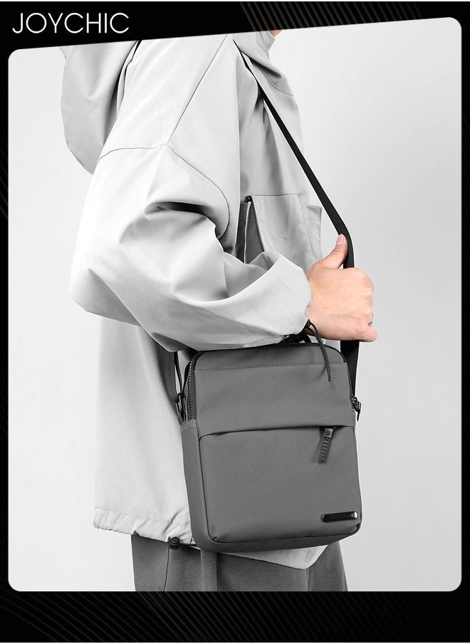 Joychic - Trendy Nylon Waterproof Men Crossbody Bag Portable Shoulder Bag Casual Daypack with Adjustable Straps for Business Travel Cycling  Grey - Image 1