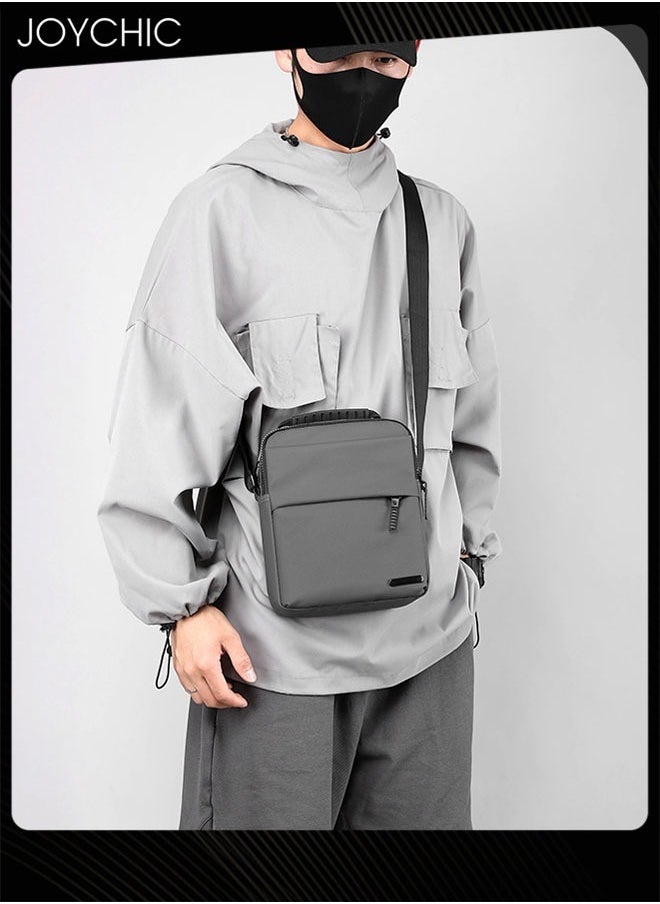 Joychic - Trendy Nylon Waterproof Men Crossbody Bag Portable Shoulder Bag Casual Daypack with Adjustable Straps for Business Travel Cycling  Grey - Image 1