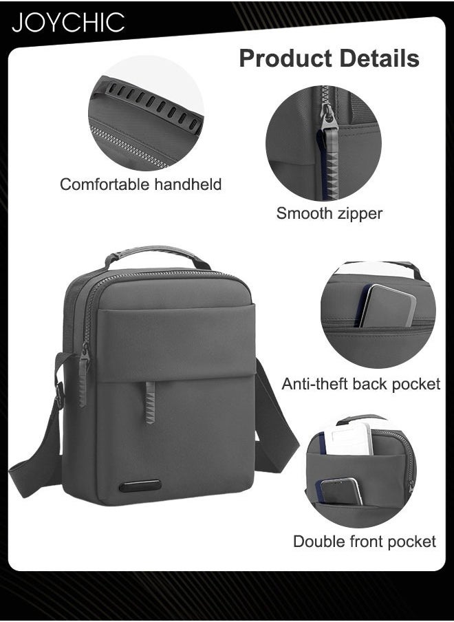 Joychic - Trendy Nylon Waterproof Men Crossbody Bag Portable Shoulder Bag Casual Daypack with Adjustable Straps for Business Travel Cycling  Grey - Image 1