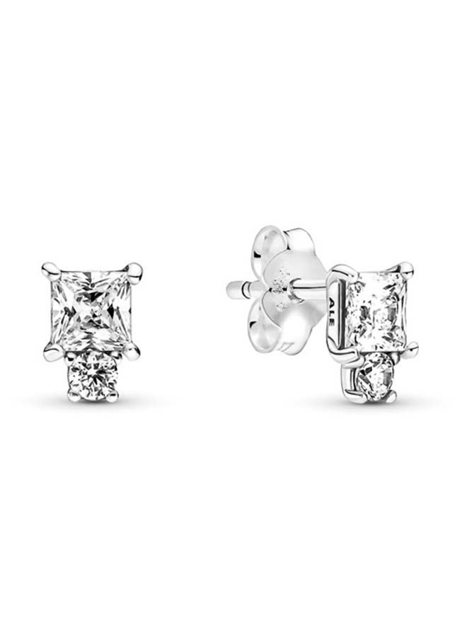 باندورا أقراط من الفضة الاسترليني مع زركونيا واضحة