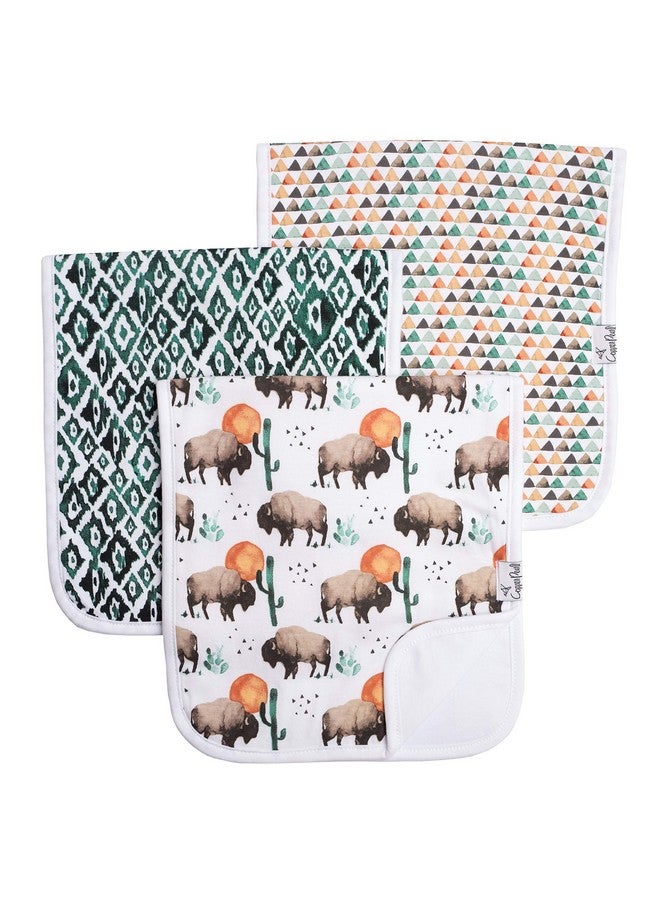 Copper Pearl Premium Baby Burp Cloths - 3-Pack Large Cotton Burp Cloths, Extra Soft Spit Up Rags with 3 Absorbent Layers, Perfect for Baby Boy Gifts (21" x 10" Size, Bison Set) - Image 1