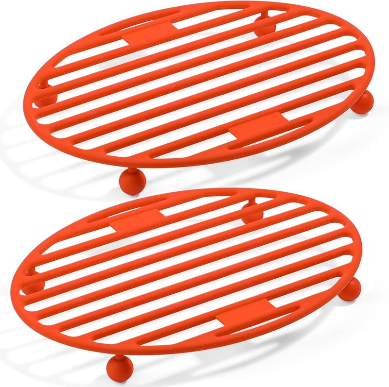 Webake 11x8 Inches Roasting Rack for Quarter & Half Sheet Pan, Silicone Oval Kitchen Rack for Roasting Pan Set of 2 - Image 1