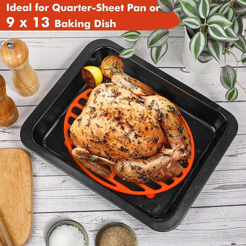 Webake 11x8 Inches Roasting Rack for Quarter & Half Sheet Pan, Silicone Oval Kitchen Rack for Roasting Pan Set of 2 - Image 2