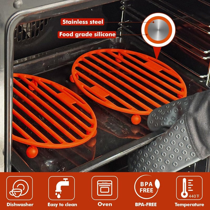 Webake 11x8 Inches Roasting Rack for Quarter & Half Sheet Pan, Silicone Oval Kitchen Rack for Roasting Pan Set of 2 - Image 4