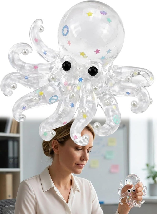 Transparent White Octopus Squishy Stress Relief Fidget Toy Party Reward Gift - Image 1