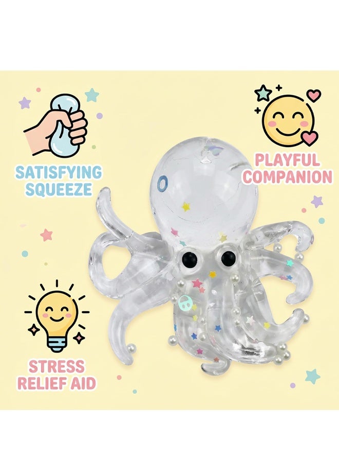 Transparent White Octopus Squishy Stress Relief Fidget Toy Party Reward Gift - Image 4