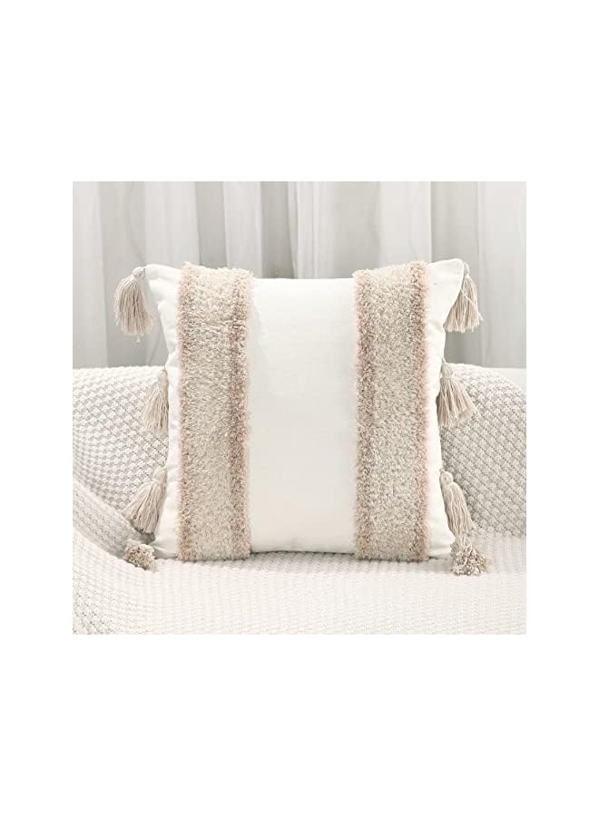 vesus غطاء وسادة بوهيمي 45x45 سم غطاء وسادة محبوك يدويًا غطاء وسادة مزخرف بوهيمي مزين بتعليقات مزخرف لزخرفة المنزل بوهيمية - Image 2