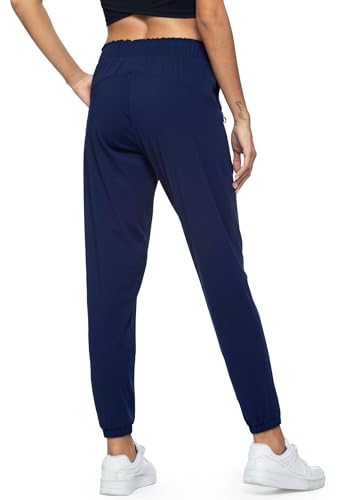 Haowind Joggers for Women with Pockets Elastic Waist Workout Sport Gym Pants Comfy Lounge Yoga Running Pants(Navy Blue L) - Image 2