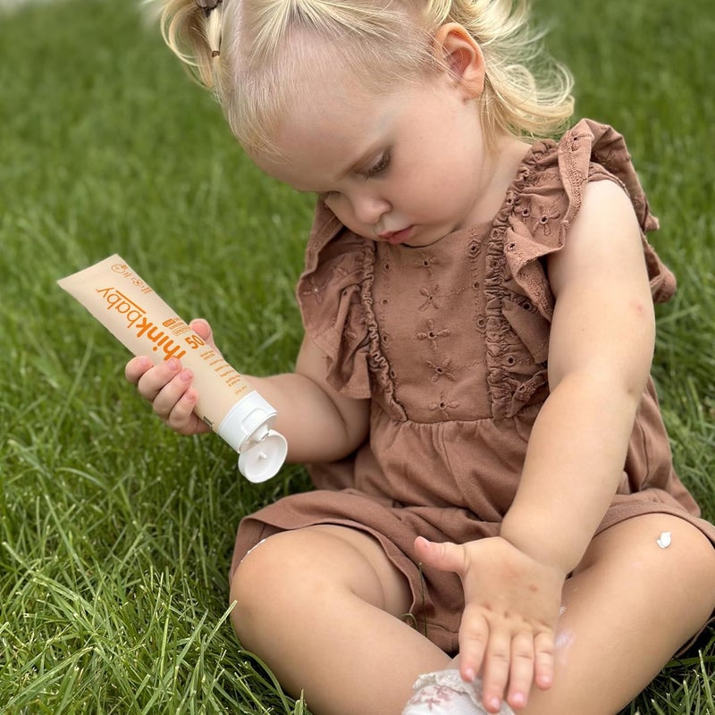 ثينك واقي شمسي معدني baby للبشرة الحساسة، SPF 50، أكسيد الزنك الشفاف للأطفال، 3 أونصات سائلة، حماية واسعة الطيف من UVA/UVB، طبيعي، مقاوم للماء، آمن للشعاب المرجانية، نباتي - Image 2