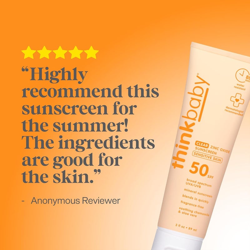 ثينك واقي شمسي معدني baby للبشرة الحساسة، SPF 50، أكسيد الزنك الشفاف للأطفال، 3 أونصات سائلة، حماية واسعة الطيف من UVA/UVB، طبيعي، مقاوم للماء، آمن للشعاب المرجانية، نباتي - Image 4