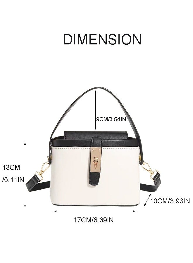 بليه روان شنطة يد نسائية سوداء وبيضاء شنطة كتف كروس مع حزام قابل للتعديل للاستخدام اليومي والعمل - Image 3