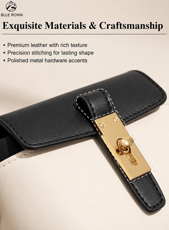 BLLE ROWN Small Handbag for Women, Elegant Black Structured Shoulder and Crossbody Bag with Adjustable Detachable Strap, Bags for Ladies for Daily Use, Work, Shopping and Gift - Image 5