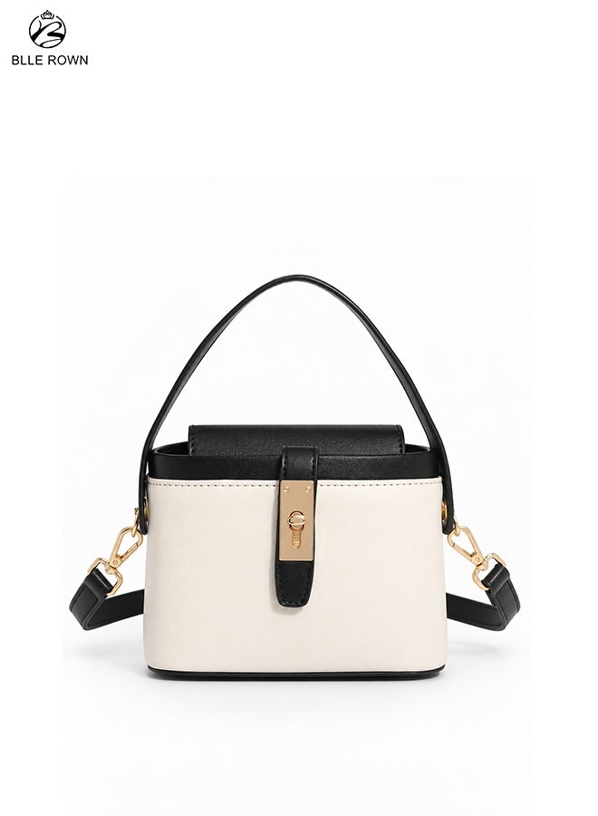 BLLE ROWN Small Handbag for Women, Elegant Black Structured Shoulder and Crossbody Bag with Adjustable Detachable Strap, Bags for Ladies for Daily Use, Work, Shopping and Gift - Image 1