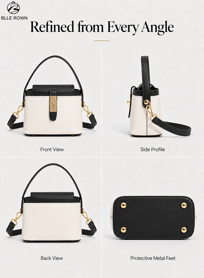 BLLE ROWN Small Handbag for Women, Elegant Black Structured Shoulder and Crossbody Bag with Adjustable Detachable Strap, Bags for Ladies for Daily Use, Work, Shopping and Gift - Image 3