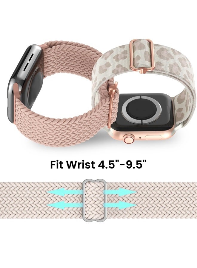 Delidigi 4 Pack Stretchy Watch Bands Compatible with Apple Watch Band 38mm 40mm 41mm 42mm 44mm 45mm 49mm Women Men, Nylon Adjustable Sport Straps for iWatch Series Ultra 8 7 6 5 4 3 2 1 SE - Image 1