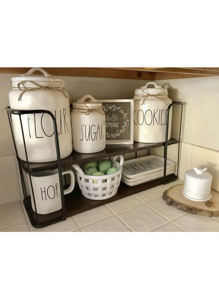 Modern Coffee Rack Organizer with Strong Metal Frame and 2 Wooden Shelves – Stylish Coffee Corner Storage Stand for Kitchen, Reception & Beverage Organization - Image 2