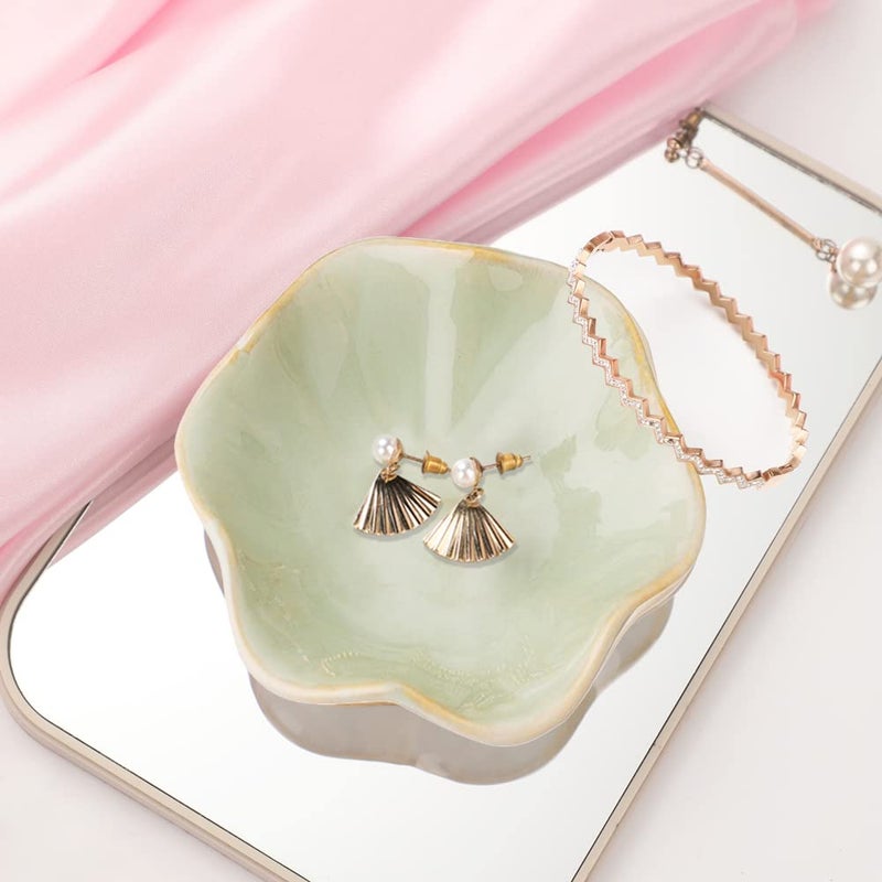 Binoster Ceramic jewelry dish,leaf jewelry tray key tray,small ring dish holder Jewelry Plate trinket tray catchall tray nightstand decor for entryway table room decor - Image 3