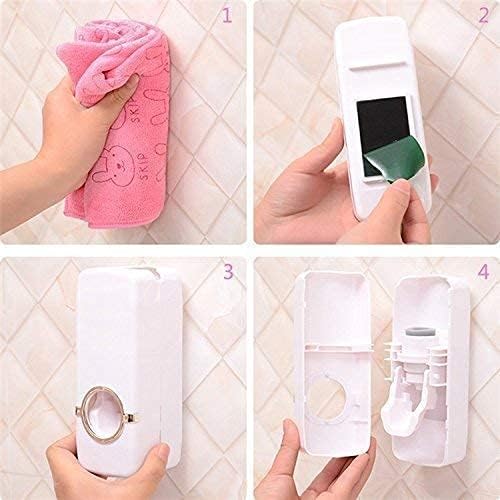 Vroxy Plastic Automatic Wall Mounted 5 Toothpaste Dispenser Hands Free Dust Proof Automatic Toothpaste Dispenser Holder for Bathroom (1Pcs) - Image 2