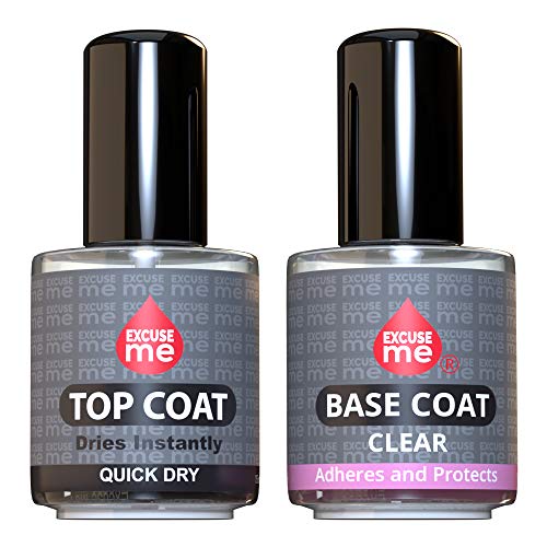 EXCUSE ME Duo Set Quick Dry Fast Top Coat Base Coat Clear Long Lasting 15 ml 05 oz - Image 2