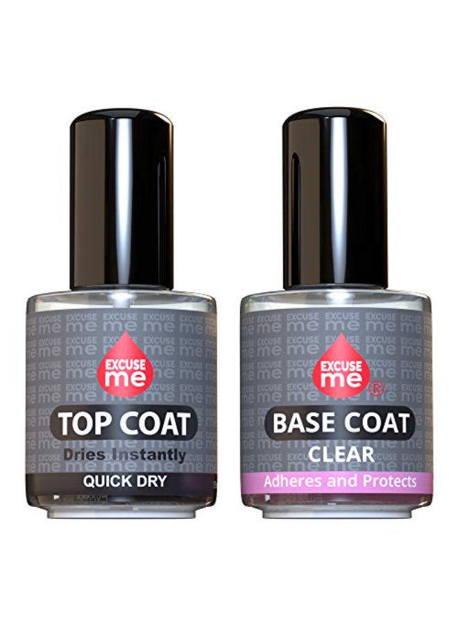 EXCUSE ME Duo Set Quick Dry Fast Top Coat Base Coat Clear Long Lasting 15 ml 05 oz - Image 1