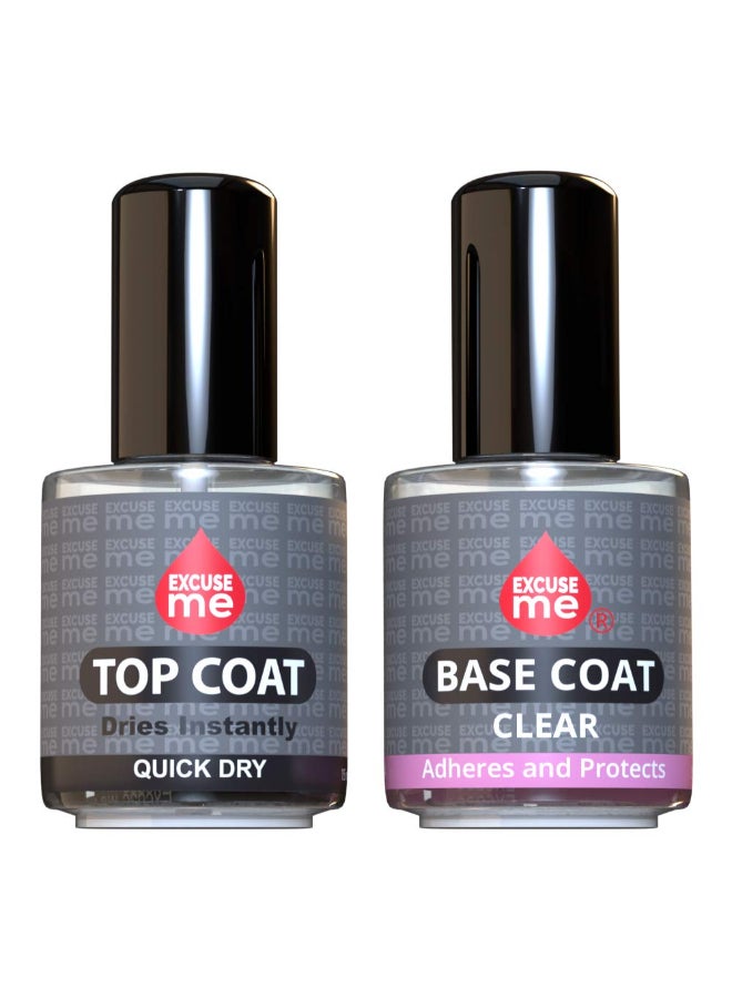 EXCUSE ME Duo Set Quick Dry Fast Top Coat Base Coat Clear Long Lasting 15 ml 05 oz - Image 3