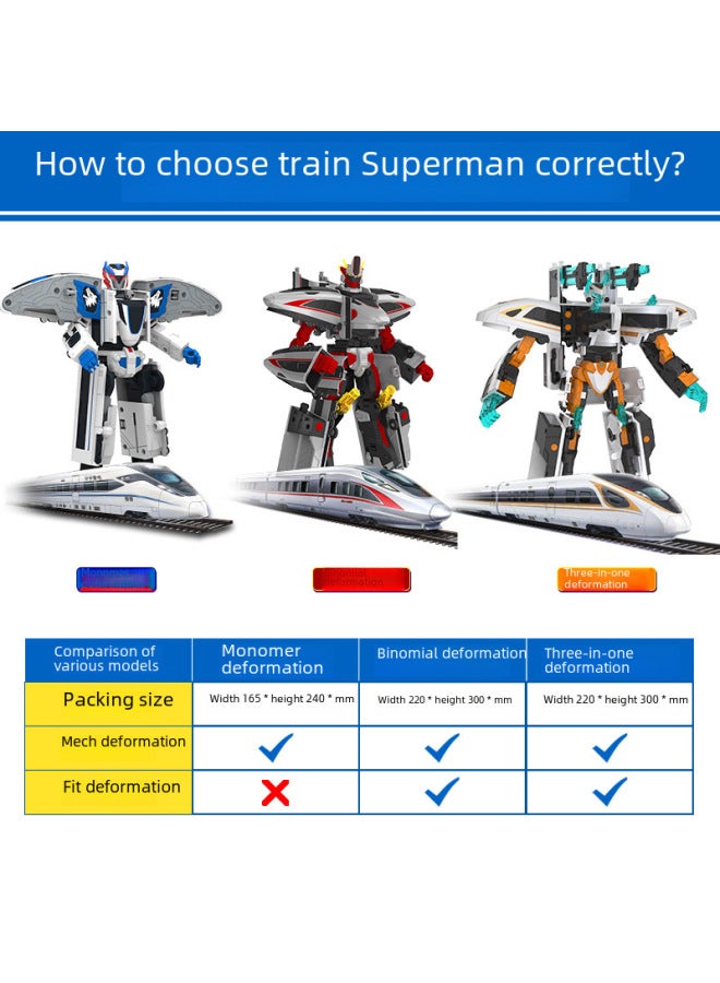 Genuine Smart Train Superman Deformation Toy Boy King Kong Fuxing Train High-speed Rail Combination Robot Children-Color:Triad Deformation-Reinstalled Crazy Leopard - Image 5