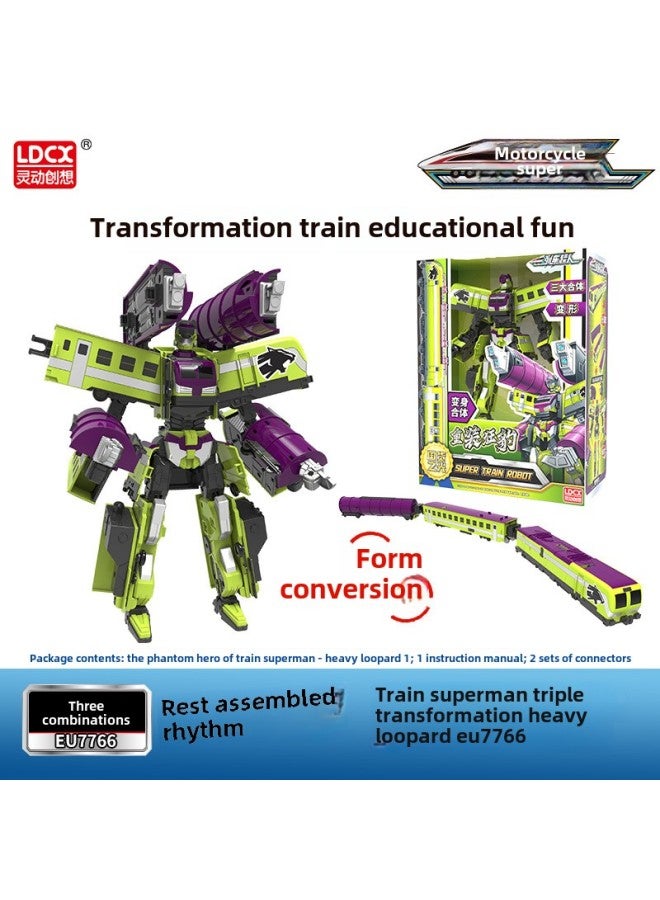 Genuine Smart Train Superman Deformation Toy Boy King Kong Fuxing Train High-speed Rail Combination Robot Children-Color:Triad Deformation-Reinstalled Crazy Leopard - Image 1