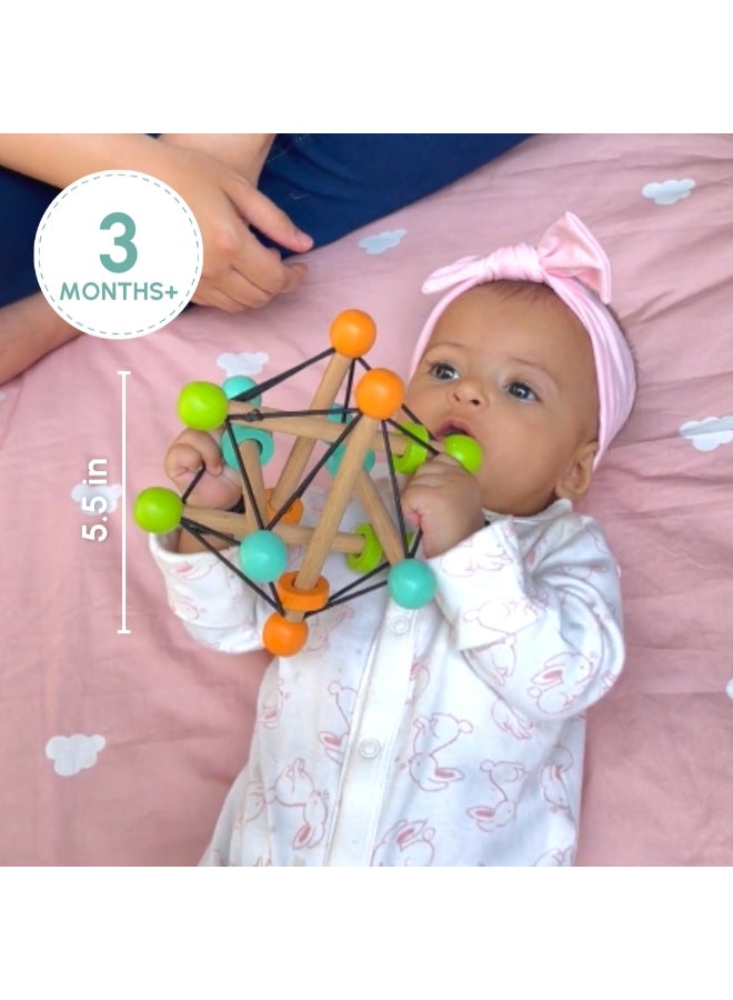 Curious Cub لعبة الكرة المتعرجة الهندسية من مونتيسوري للأطفال  لعبة يدوية للأطفال  ركلة خشبية للأطفال من 6 أشهر فما فوق  تعزز المهارات الحركية، وتنسيق اليد والعين، وتطوير الدماغ - Image 2