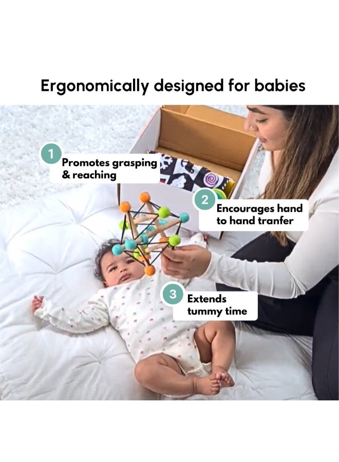 Curious Cub لعبة الكرة المتعرجة الهندسية من مونتيسوري للأطفال  لعبة يدوية للأطفال  ركلة خشبية للأطفال من 6 أشهر فما فوق  تعزز المهارات الحركية، وتنسيق اليد والعين، وتطوير الدماغ - Image 3