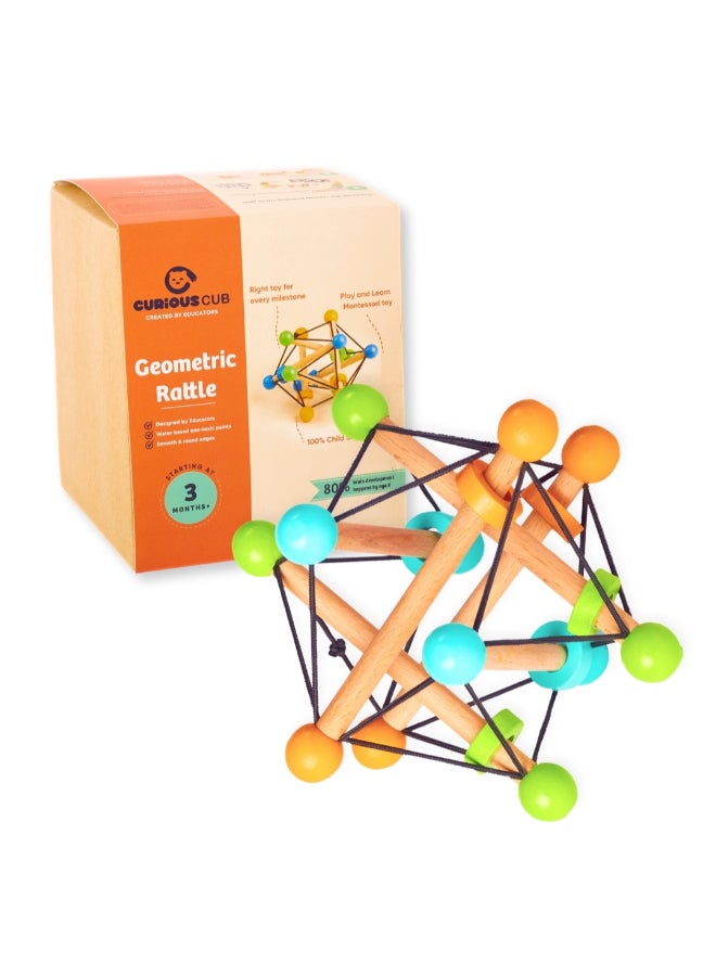 Curious Cub لعبة الكرة المتعرجة الهندسية من مونتيسوري للأطفال  لعبة يدوية للأطفال  ركلة خشبية للأطفال من 6 أشهر فما فوق  تعزز المهارات الحركية، وتنسيق اليد والعين، وتطوير الدماغ - Image 1