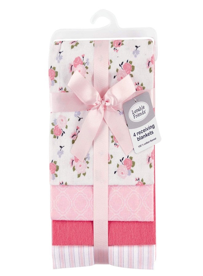 Luvable Friends Unisex Baby Cotton Flannel Receiving Blankets, Garden 4-Pack, One Size - Image 3