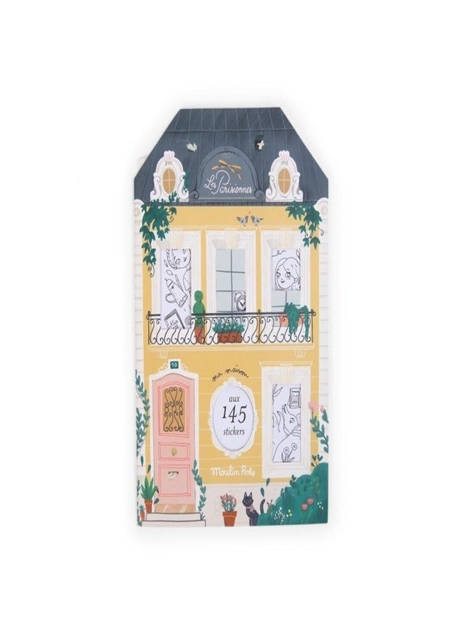 Moulin Roty The Parisiennes Coloring Book with 145 Stickers - Delicate Pencil Sketches, French-Inspired Scenes Activity Book, Creative Fun Coloring Pages for Kids & Adults, Perfect Travel Essential - Image 1