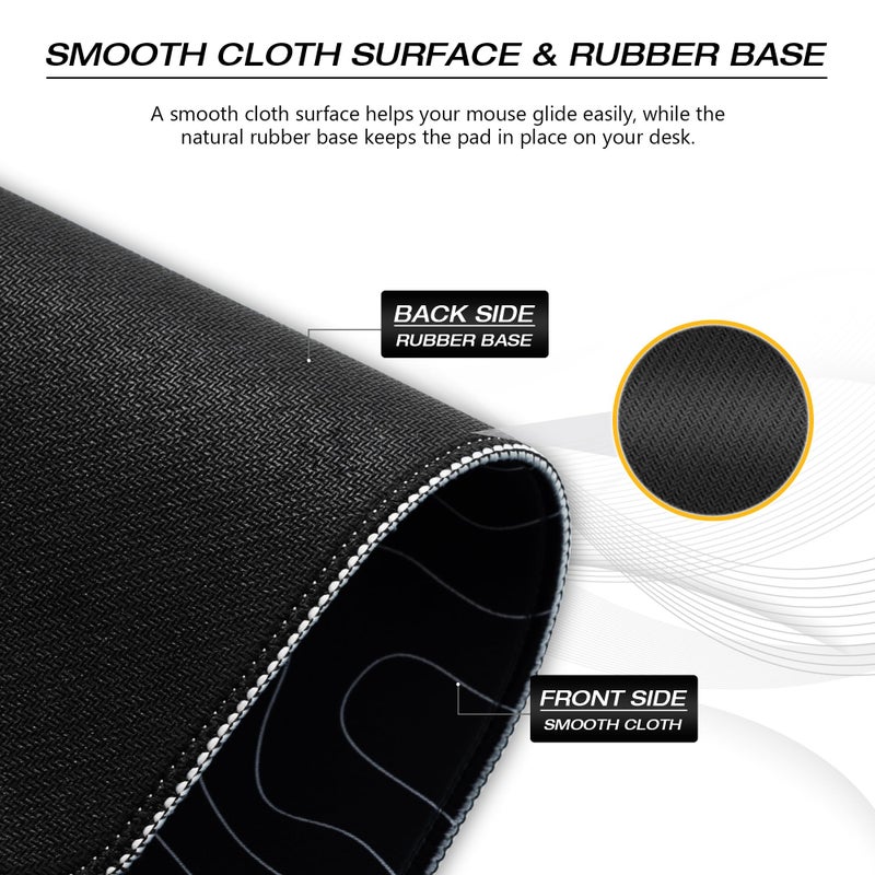 GMKWTL XVX Black and White Topographic Mousepad, XXLarge Gaming Mouse Pad for Desk 35.4x15.7 Inch,Waterproof Desk Pad with Non-Slip Rubber Base Mice Pad,Keyboard Mat Computer Game Mouse Mat - Image 5
