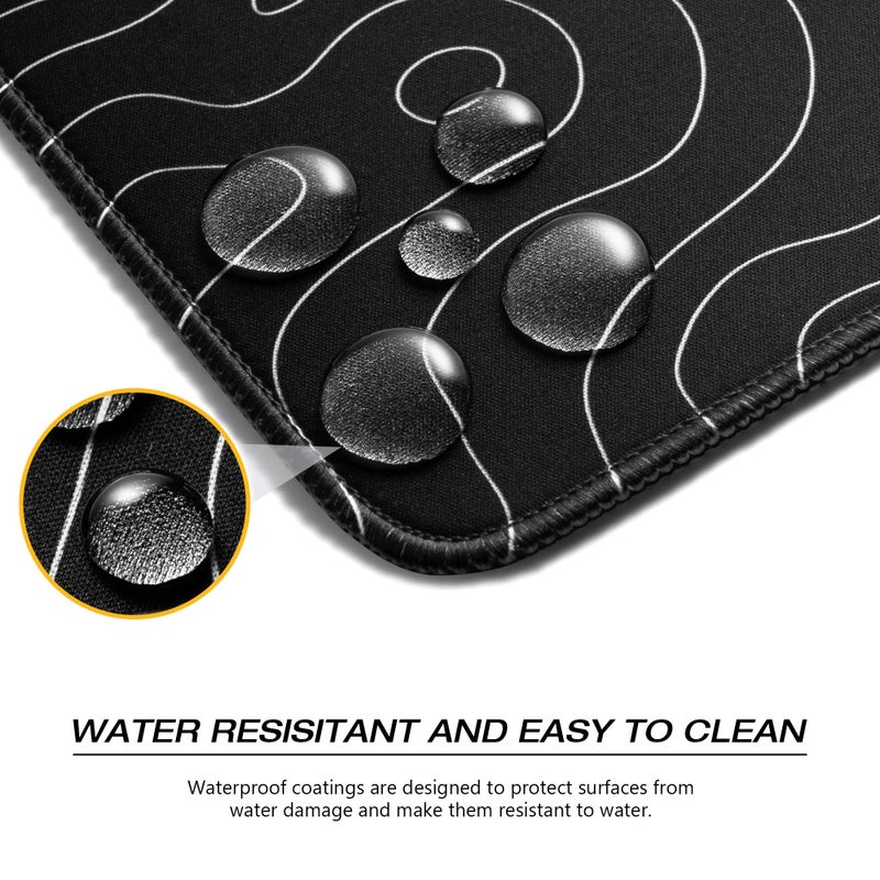 GMKWTL XVX Black and White Topographic Mousepad, XXLarge Gaming Mouse Pad for Desk 35.4x15.7 Inch,Waterproof Desk Pad with Non-Slip Rubber Base Mice Pad,Keyboard Mat Computer Game Mouse Mat - Image 4