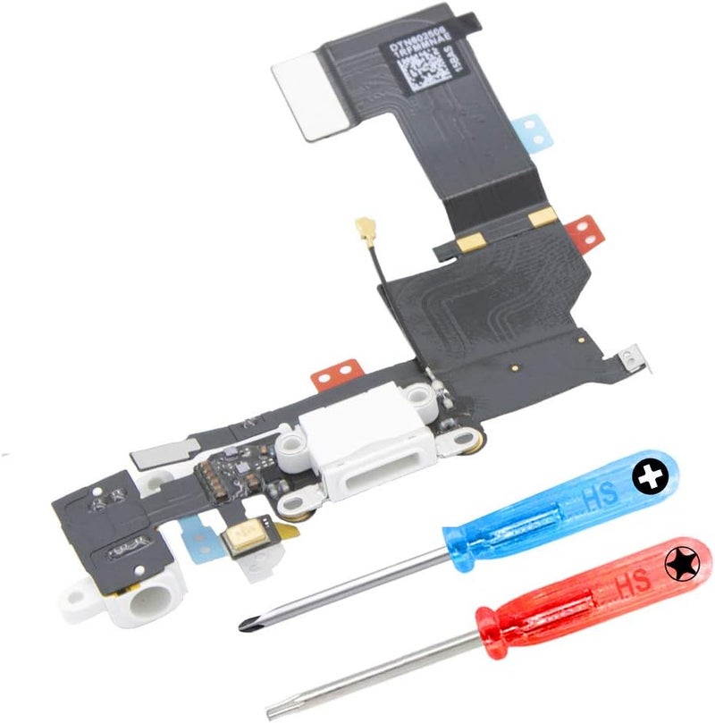 Mmobiel MMOBIEL Dock Connector Compatible with iPhone SE 2016  Charging Port Flex Cable  Headphone PortMicrophoneAntenna Replacement only Compatible with iPhone SE 2016  Incl Screwdrivers  White  - Image 1