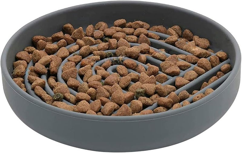 Gray Slow Feeder Dog Bowl Fun Shape Prevents Choking Bloat Easy Pet Feeding - Image 3