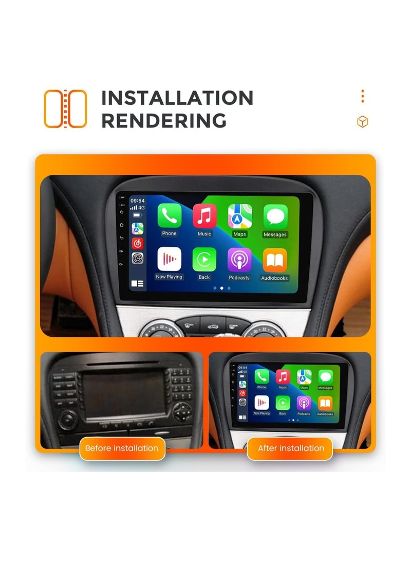 SHEZA STAR ستيريو سيارة أندرويد لمرسيدس بنز SL R230 SL350 SL500 SL55 SL600 SL65 2001-2007 6 جيجابايت رام 128 جيجابايت روم 9 بوصة يدعم بطاقة SIM، Apple Carplay، MirrorLink WiFi BT، شاشة تعمل باللمس IPS مع كاميرا AHD متضمنة - Image 2