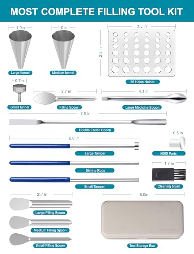 Foosi Capsule Filling Tray Kit - Capsules Tools for Maker All Size Empty Gel Capsules 000 00 0 1 2 3 4 5, Lab Spoons Spatulas Scoops Tool - Image 2