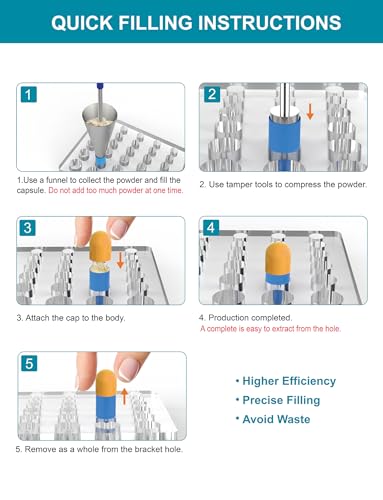 Foosi Capsule Filling Tray Kit - Capsules Tools for Maker All Size Empty Gel Capsules 000 00 0 1 2 3 4 5, Lab Spoons Spatulas Scoops Tool - Image 3