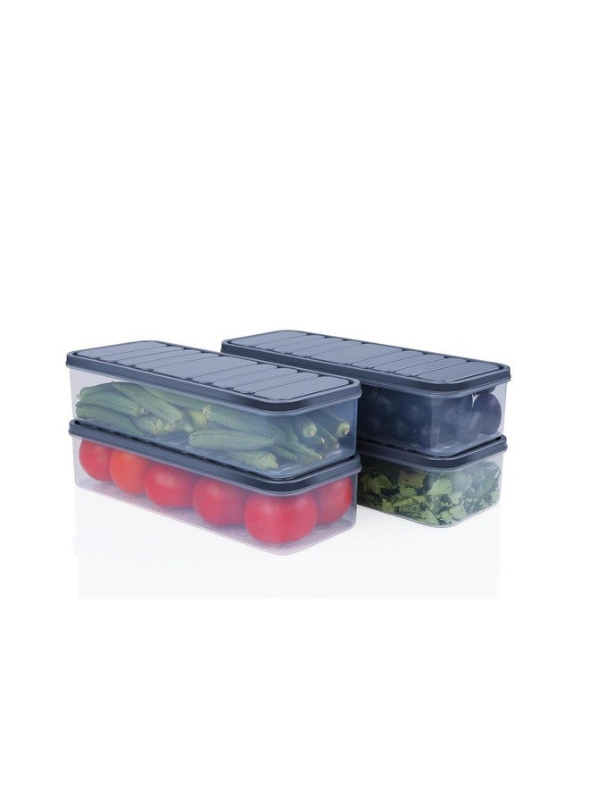 Rylan Fridge Storage Boxes Freezer Storage Containers, Container for Kitchen Storage Set, Storage in Kitchen, Vegetable Storage, Draining Crisper Refrigerator Food Box (1200 ML-2 pc)/ - Image 3