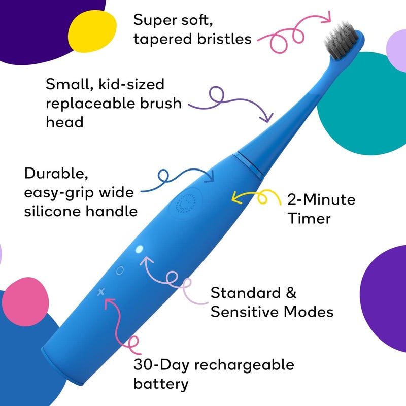 BURST kids Electric Toothbrush with Soft Charcoal Black Bristles, Small Head & Comfort Grip, 2 Minute Built in Timer, for Kids Ages 2+, Children Toothbrush for Healthier Smiles for, 2 Modes, Purple - Image 4