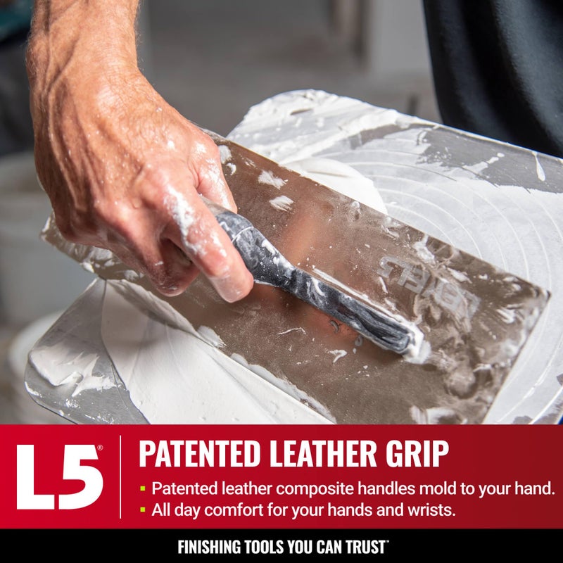 Level-5 LEVEL5 12" x 4.75" 0.7 MM Flat Drywall Trowel | Triple-Hardened Stainless Steel, High-Impact Handle | Sheetrock Gyprock Wall-Board Plasterboard | 4-961 - Image 4